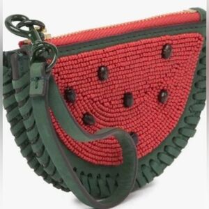 TORY BURCH Beaded Leather Watermelon Coin Purse